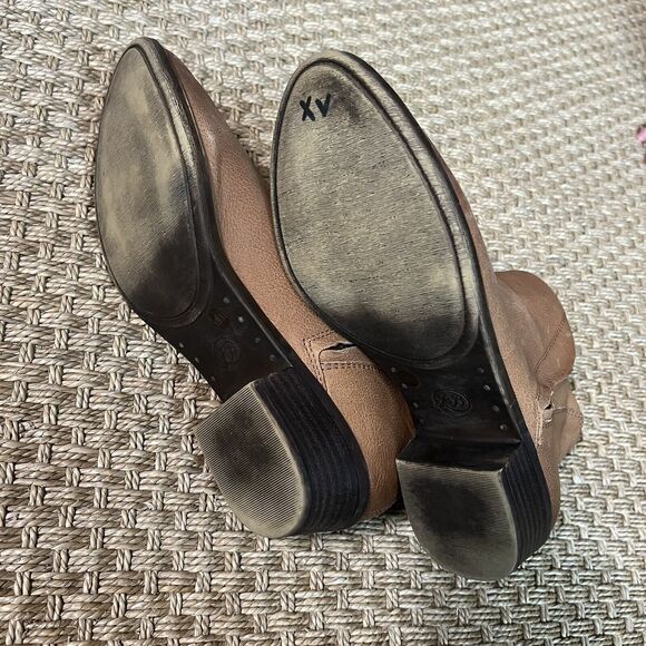 Lucky Brand Boots 9.5 Basel Brown Ankle Boots Double Zip Leather Western Boho - Picture 4 of 8